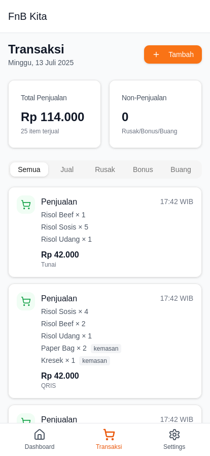 FnB Kita Mobile App Screenshot